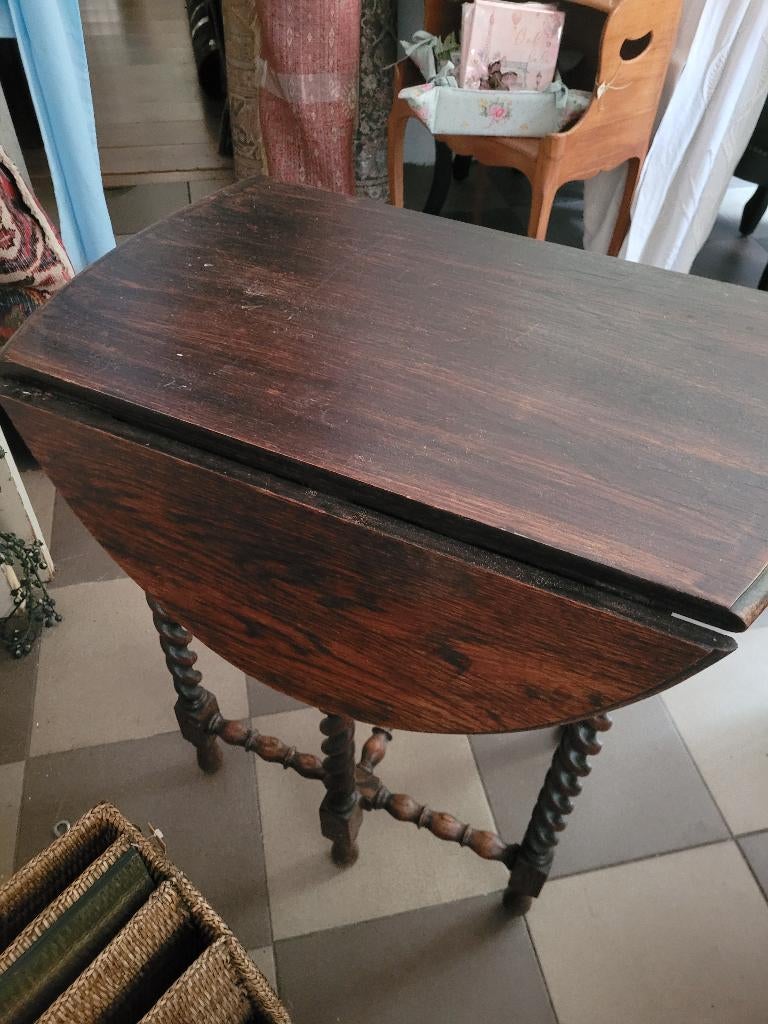 Antieke hangoor tafel, gateleg tafel vol hout, Ophalen