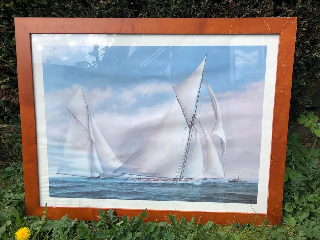 aquarel zeezeilschepen Richard Lane, Antiek en Kunst, Kunst | Schilderijen | Modern, Ophalen