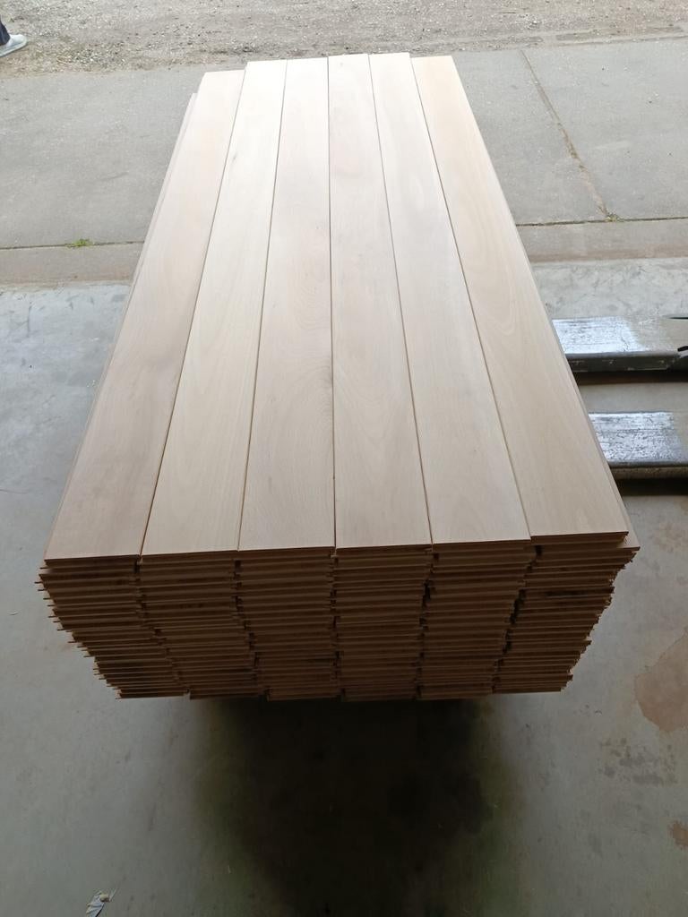 28M2 massieve beuken vloer #VERNIEUWD#, Doe-het-zelf en Verbouw, Vloerdelen en Plavuizen, 10 m² of meer, 10 tot 30 cm, Hout, 150 cm of meer