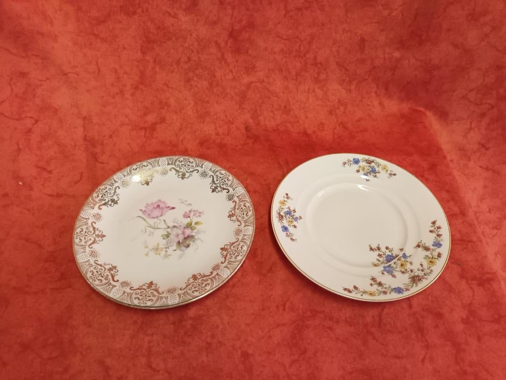 vintage brocante ontbijt bordjes van Weimar en Bavaria, Ophalen of Verzenden, Zo goed als nieuw, Bord(en), Overige stijlen