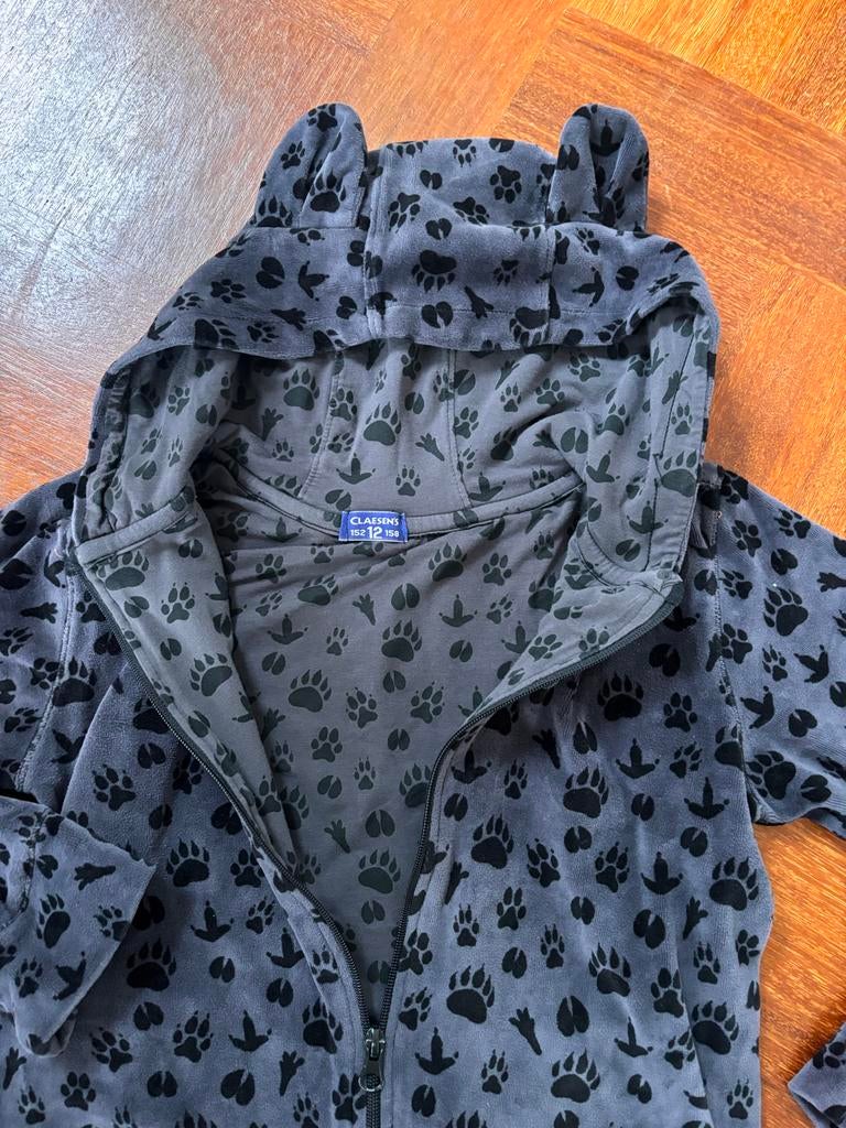 Claesens onesie maat 152 met dierenpootjes, Ophalen of Verzenden, Zo goed als nieuw, Jongen of Meisje, Nacht- of Onderkleding