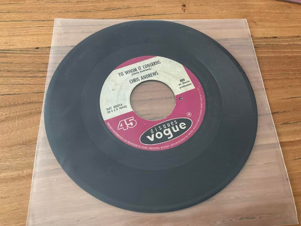 Chris Andrews - To Whom It Concerns / It's All Up To Now, Gebruikt, 7 inch, Single, Ophalen of Verzenden