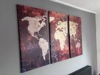 Wereldkaart Wanddecoratie drieluik 120x80, Ophalen, Zo goed als nieuw