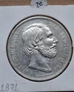2,5 Gulden 1871 2e ( ruim Zfr ), Koning Willem III, Zilver, Ophalen of Verzenden, Losse munt
