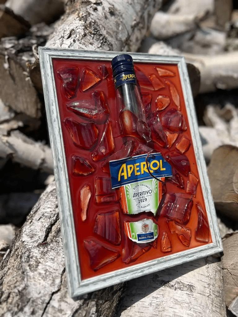 Handgemaakt 3D Schilderij Aperol Spritz Epoxy, Minder dan 50 cm, Verzenden, Nieuw, Schilderij