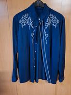 Heren overhemd met borduursel - ZERUYAA - Maat L, Blauw, Ophalen of Verzenden, Halswijdte 41/42 (L), ZERUYAA