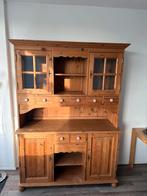 Antieke houten kast met glazen deuren, Ophalen of Verzenden