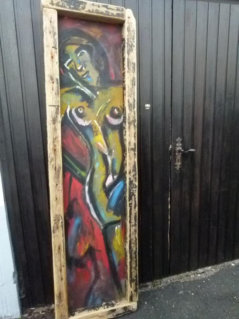 vintage figuratief naakt op paneel 60er jaren Berlijn, Huis en Inrichting, Woonaccessoires | Wanddecoraties, Ophalen, Gebruikt