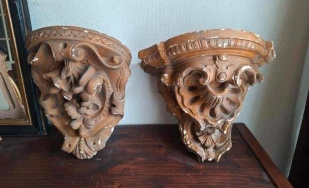Antieke Terracotta Muurconsoles/Console/Wandplateau/Consoles, Ophalen of Verzenden