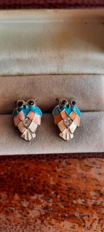 Vintage oorbellen, uilen,emaille cloisonné., Ophalen of Verzenden, Zo goed als nieuw, Overige materialen