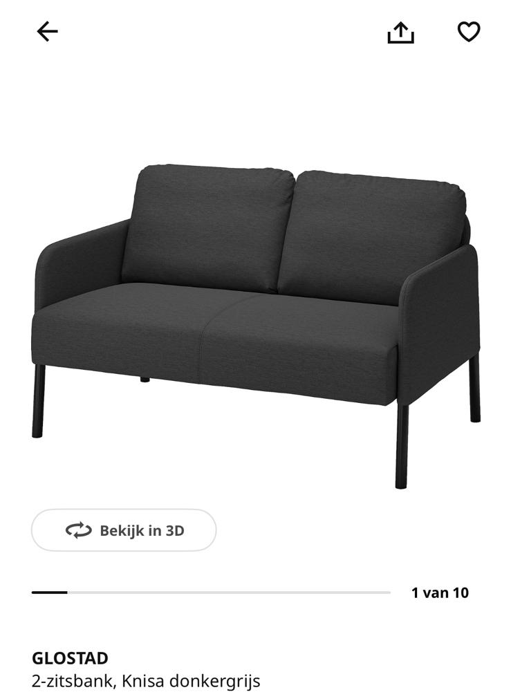 IKEA Glostad bankje, Ophalen, Minder dan 75 cm, Tweepersoons, Zo goed als nieuw
