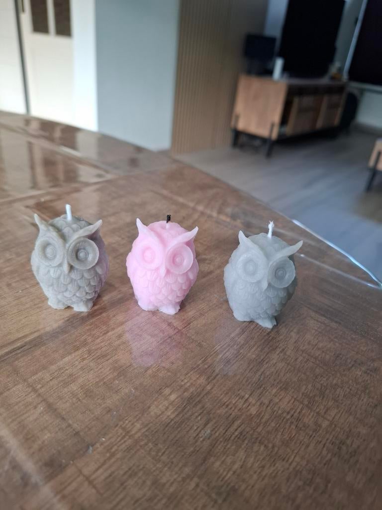 Handgemaakte Uil Kaars - Alle Kleuren Beschikbaar, Ophalen of Verzenden, Nieuw, Crème, Kaars