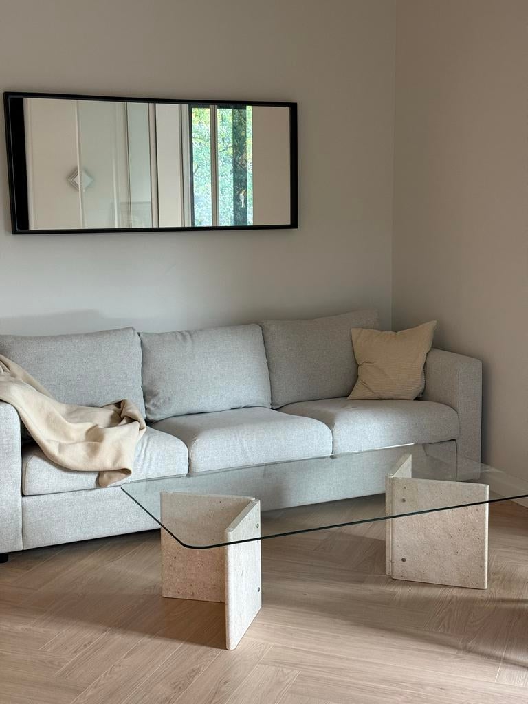 Vintage IKEA Lagun salontafel glas en marmer jaren '80, Ophalen, Gebruikt, 100 tot 150 cm, 50 tot 100 cm