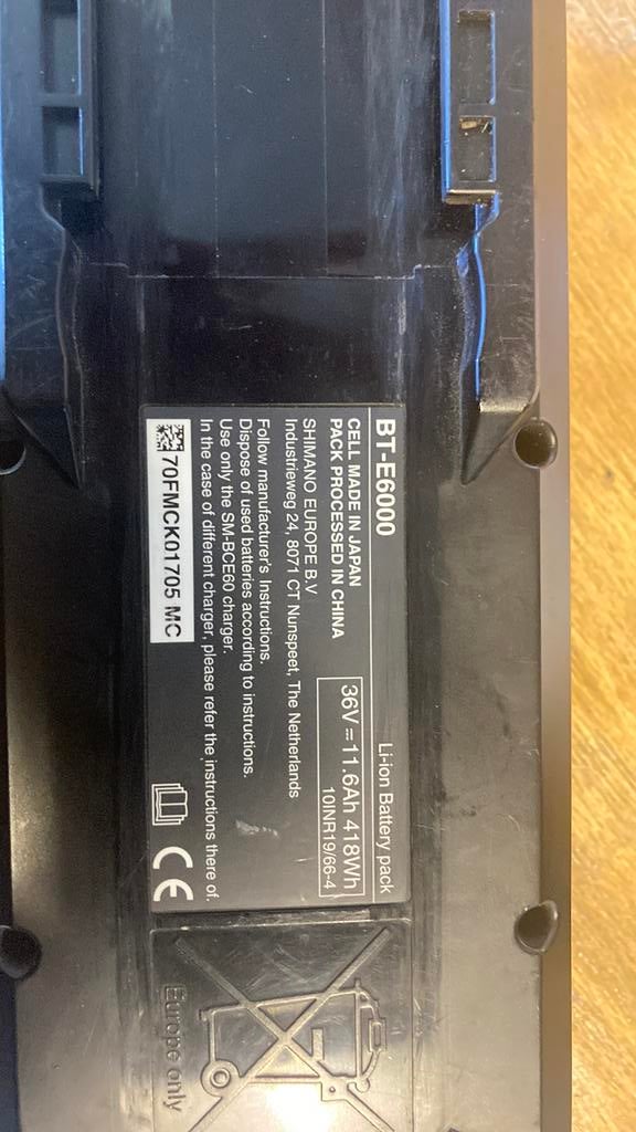 Defecte shimano BT-e6000 accu, Ophalen of Verzenden, Niet werkend