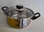 Zgan pan m glazen deksel 18/10:, doorsnee 20 Solingen €3,00, Ophalen of Verzenden, Zo goed als nieuw