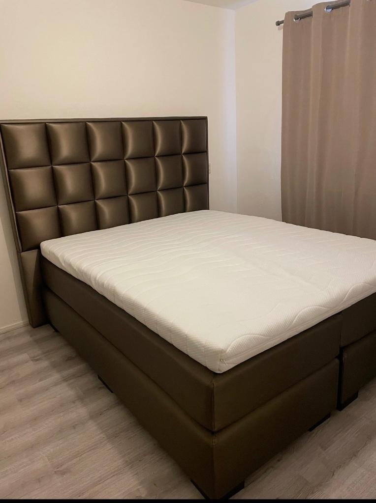 Luxe bed 160x200 in goede staat incl. matrassen, Ophalen, Bruin, Tweepersoons, Eric Kuster