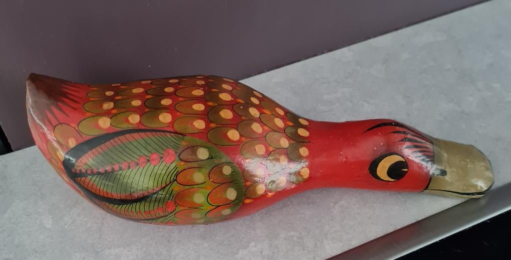 Grote papier mache eend - Mexico - gesigneerd, Ophalen of Verzenden, Zo goed als nieuw, Dier