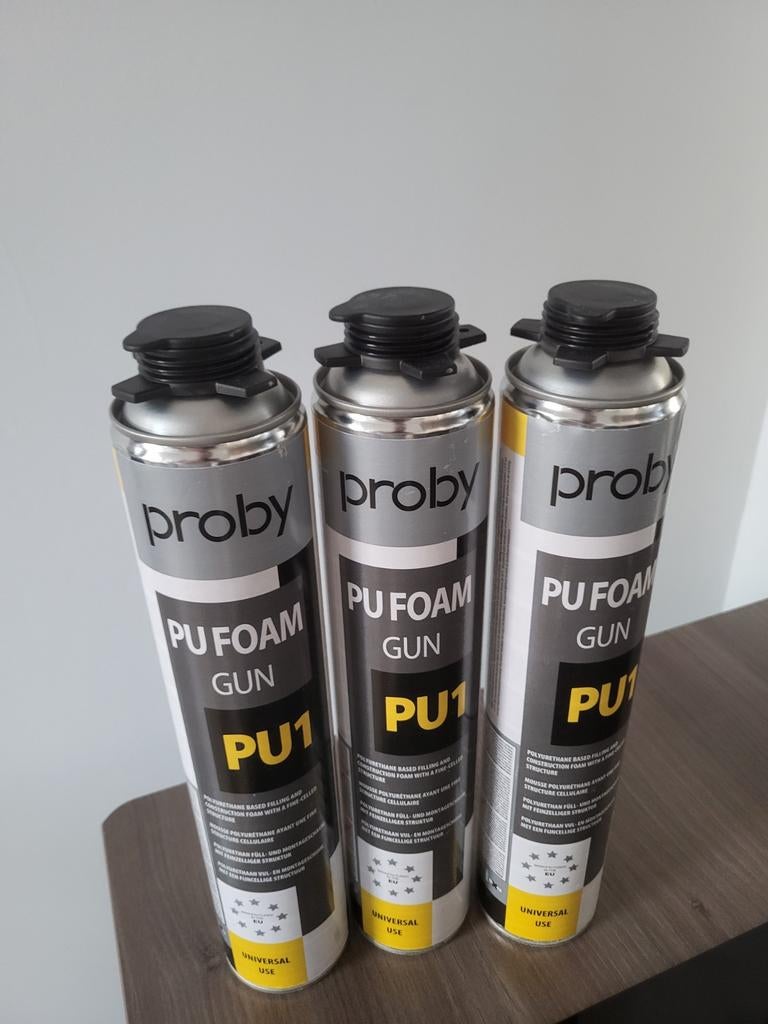 Proby PU Foam Gun PU1 - Universeel (17 stuks+Niew foam Gun), Www.pu pena.nl, Wit, Nieuw, Beits