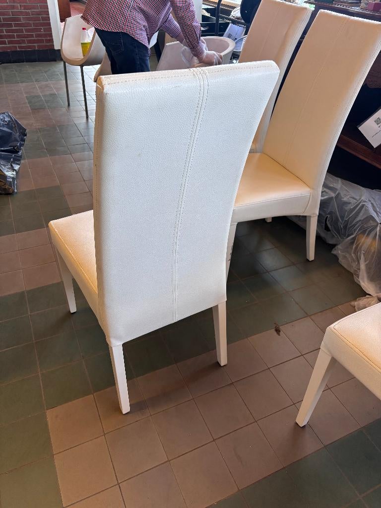 ANT DECO Eetkamerstoelen Wit Kunstleer Set van 4, Ophalen, Overige materialen, Gebruikt, Wit