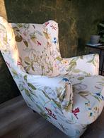 Oorfauteuil met bloemenprint en extra hoezen, Gebruikt, Klassiek, Landelijk, Bloemenprint, 75 tot 100 cm, Ophalen of Verzenden