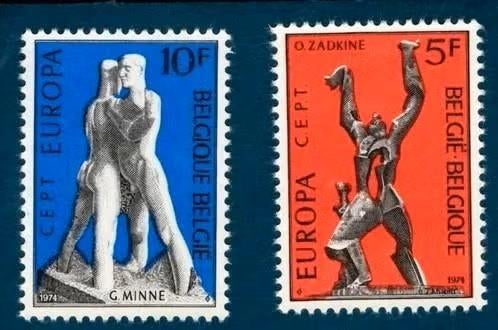 België 1974 - OBP 1714-1715 - Europa – Sculpturen, Frankeerzegel, Ophalen of Verzenden, Postfris, Postfris