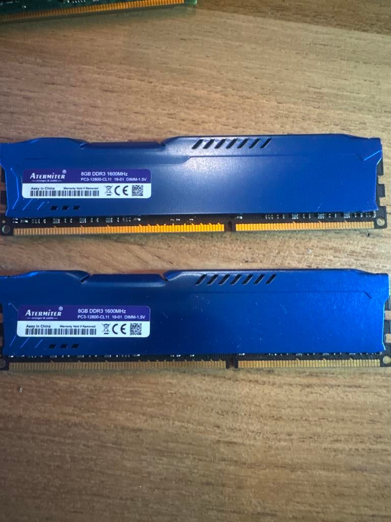 Atermiter 8GB DDR3 1600MHz RAM Geheugen (2 stuks), Computers en Software, RAM geheugen, Gebruikt, Server, 8 GB, DDR3