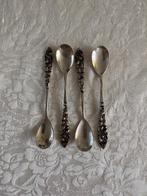 4 Antieke Djokja zilveren lepels - 800 zilver - Lotus motief, Antiek en Kunst, Antiek | Bestek, Ophalen of Verzenden