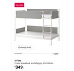 Ikea Vitval Frame Stapelbed 90x100, Huis en Inrichting, Slaapkamer | Stapelbedden en Hoogslapers, Ophalen, Gebruikt, 90 cm, 160 tot 180 cm