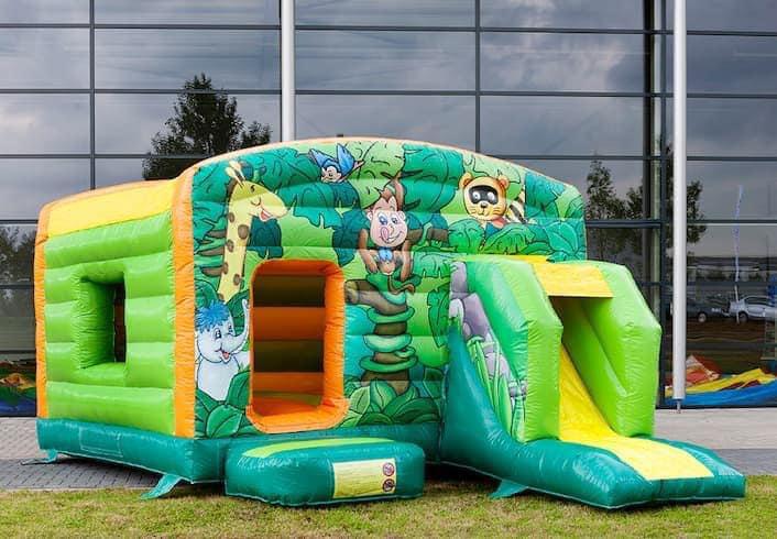 Springkasteel Jungle overdekt, Hobby en Vrije tijd, Feestartikelen | Verhuur, Ophalen, Zo goed als nieuw, Overige