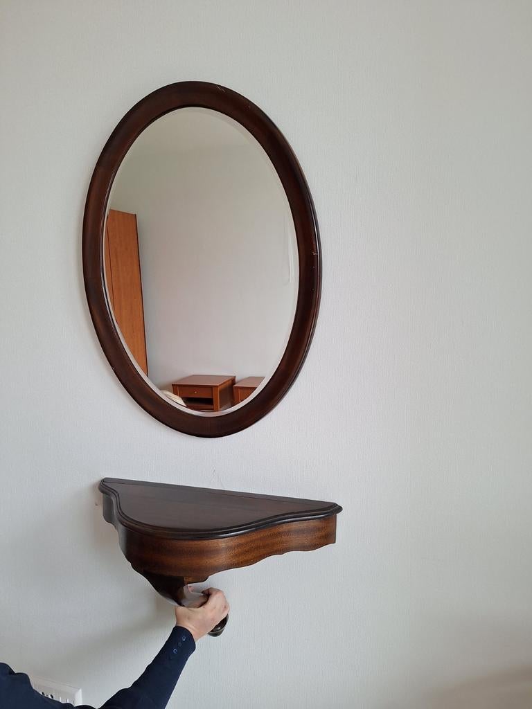 Wandconsole met ovale spiegel, Ophalen