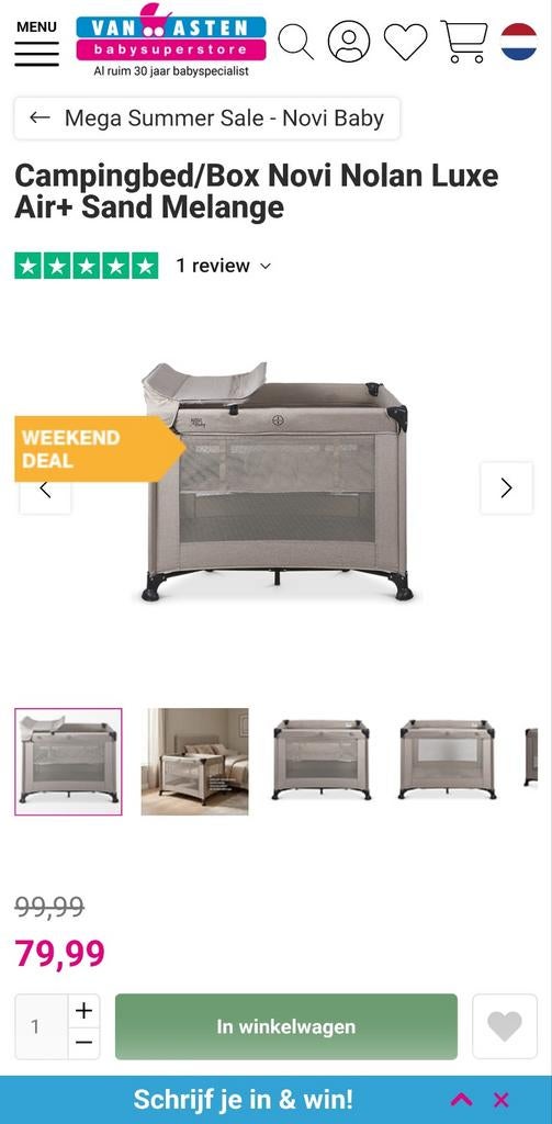 Novi Baby Campingbed Luxe Plus met Goed Ademend Matrasje, Ophalen, Zo goed als nieuw, Rechthoekig, Wieltjes