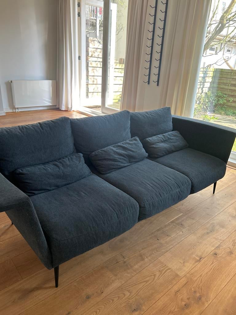 Grijze montel driezitsbank, Ophalen, Gebruikt, Driepersoons, 75 tot 100 cm