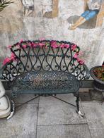 2 brocante gietijzeren bankjes, Ophalen, Gebruikt, Overige materialen, 2 zitplaatsen