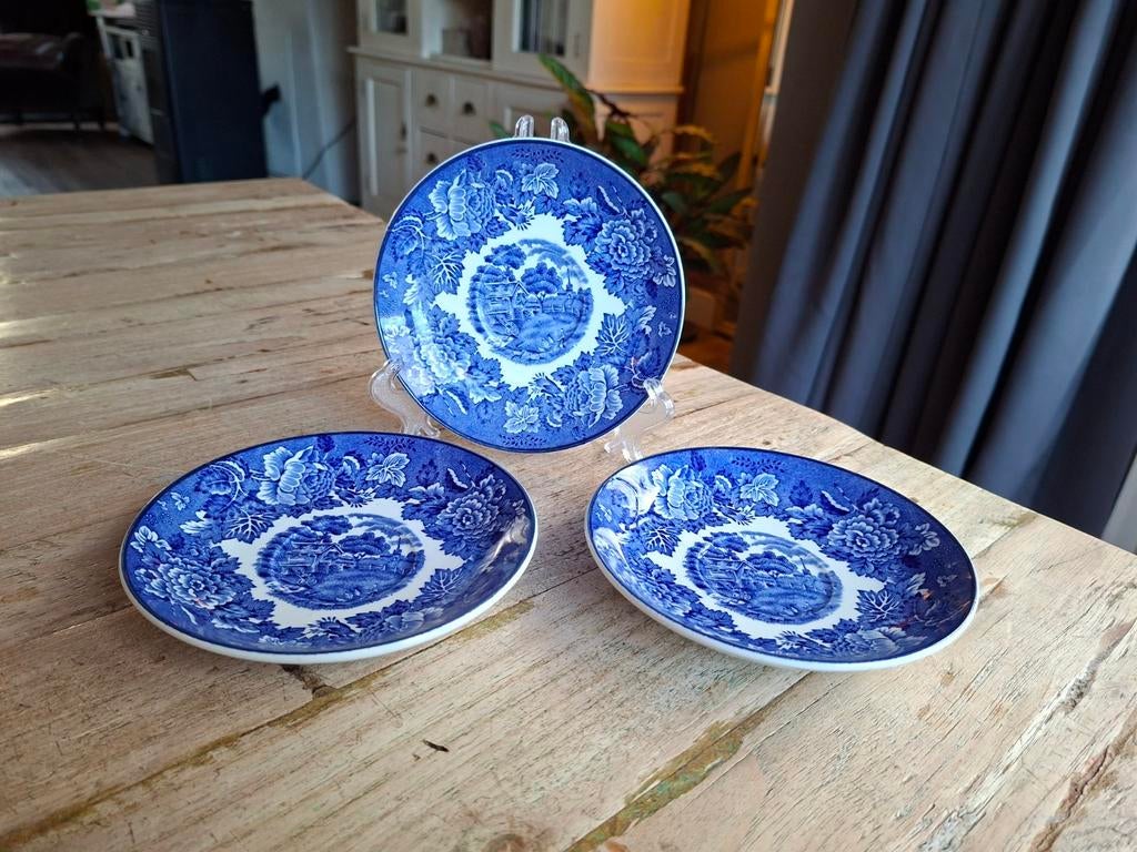 3x Vintage Wood & Sons "English Scenery" Schotels, Ophalen of Verzenden