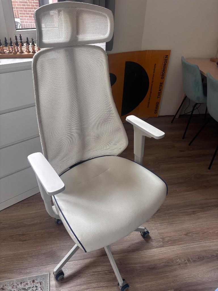 Gaming Stoel IKEA Machtspel, Ophalen, Wit, Zo goed als nieuw, Gaming bureaustoel