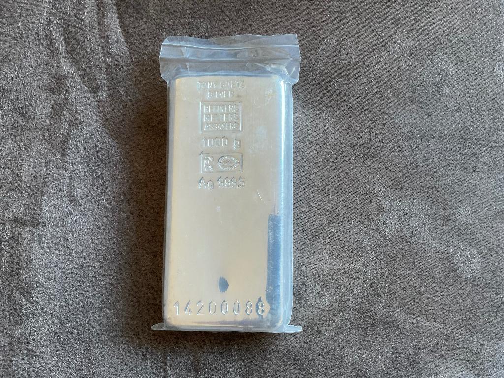 1 kg ZILVERBAAR  Tony Goetz met certificaat  999,5, Postzegels en Munten, Ophalen of Verzenden, Zilver