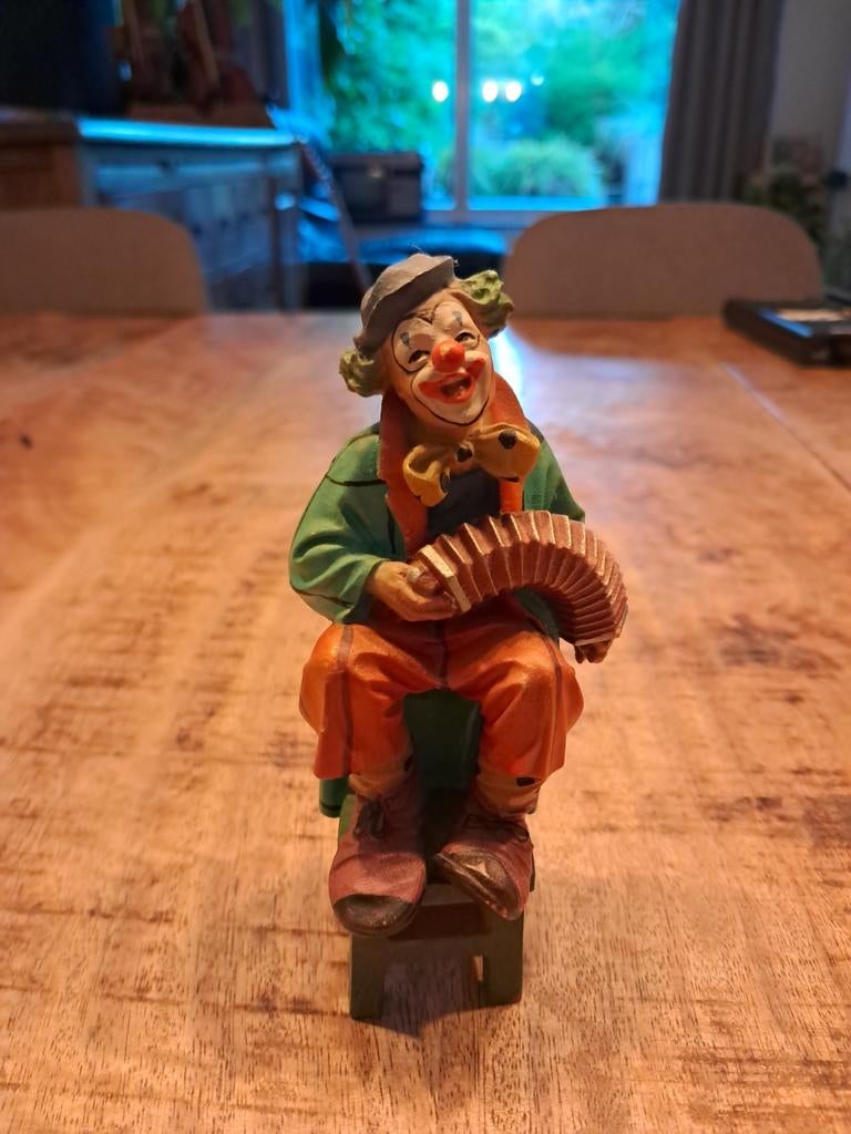 Houtgesneden clownsbeeldje, Ophalen, Zo goed als nieuw, Mens