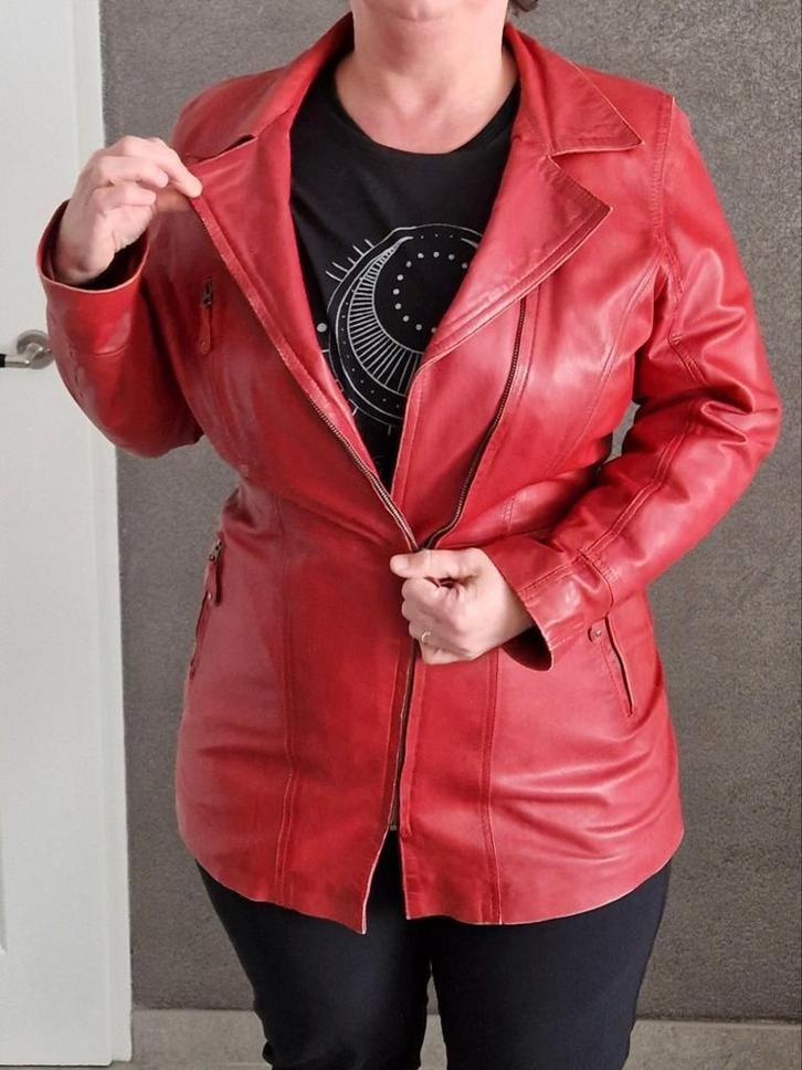 Halflange Soepele Leren Vintage Jas - antiekrood, Kleding | Dames, Jassen | Zomer, Gedragen, Maat 38/40 (M), Rood, Ophalen of Verzenden
