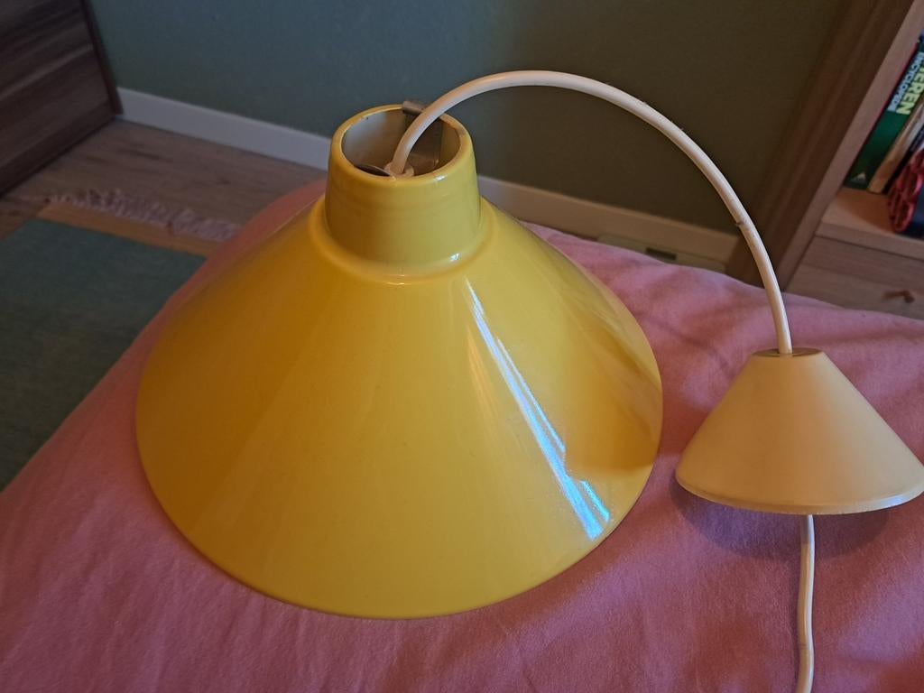 Retro kunststoffen 70s designlamp Steinhauer, Huis en Inrichting, Lampen | Hanglampen, Kunststof, Gebruikt, 50 tot 75 cm, Ophalen of Verzenden
