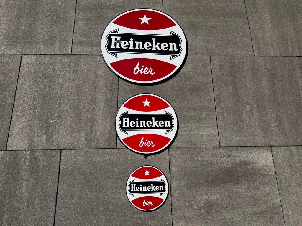 Heineken emaille borden set, Reclamebord, Gebruikt, I, Ophalen of Verzenden