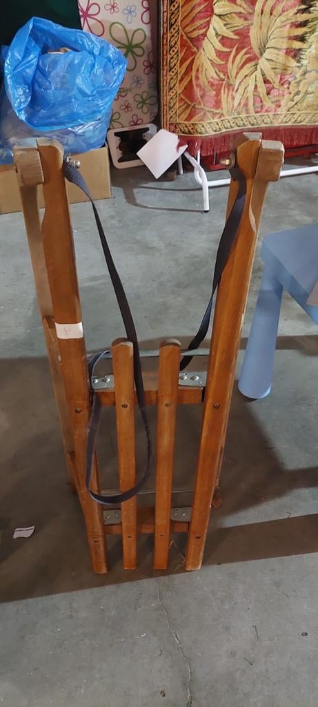 Houten slee met metalen slee, Kinderen en Baby's, Speelgoed | Buiten | Sleeën, Ophalen of Verzenden, Gebruikt, Hout