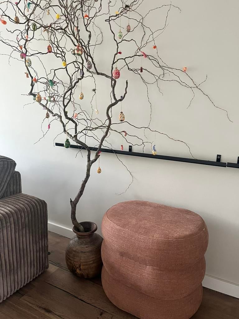 Poef terra, Ophalen of Verzenden, Zo goed als nieuw, Rond, Minder dan 50 cm