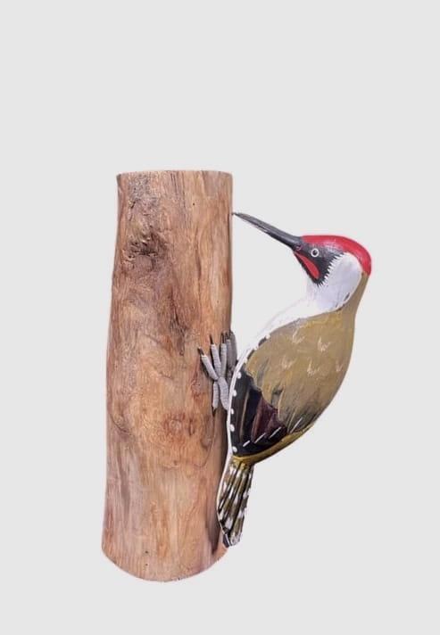 GROENE SPECHT - HOUT - HANDMADE, Verzamelen, Dierenverzamelingen, Nieuw, Opgezet dier, Vogel, Ophalen of Verzenden