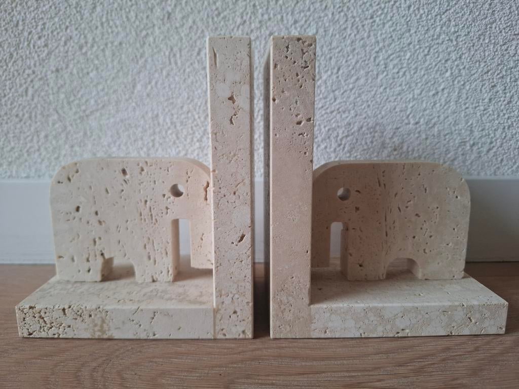 Vintage travertin boekensteunen Fratelli Mannelli, Ophalen of Verzenden