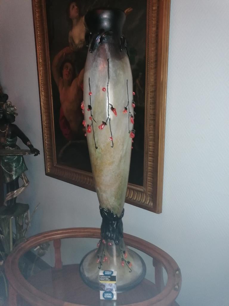monumentale art nouveau vaas glas 90 cm, Antiek en Kunst, Ophalen