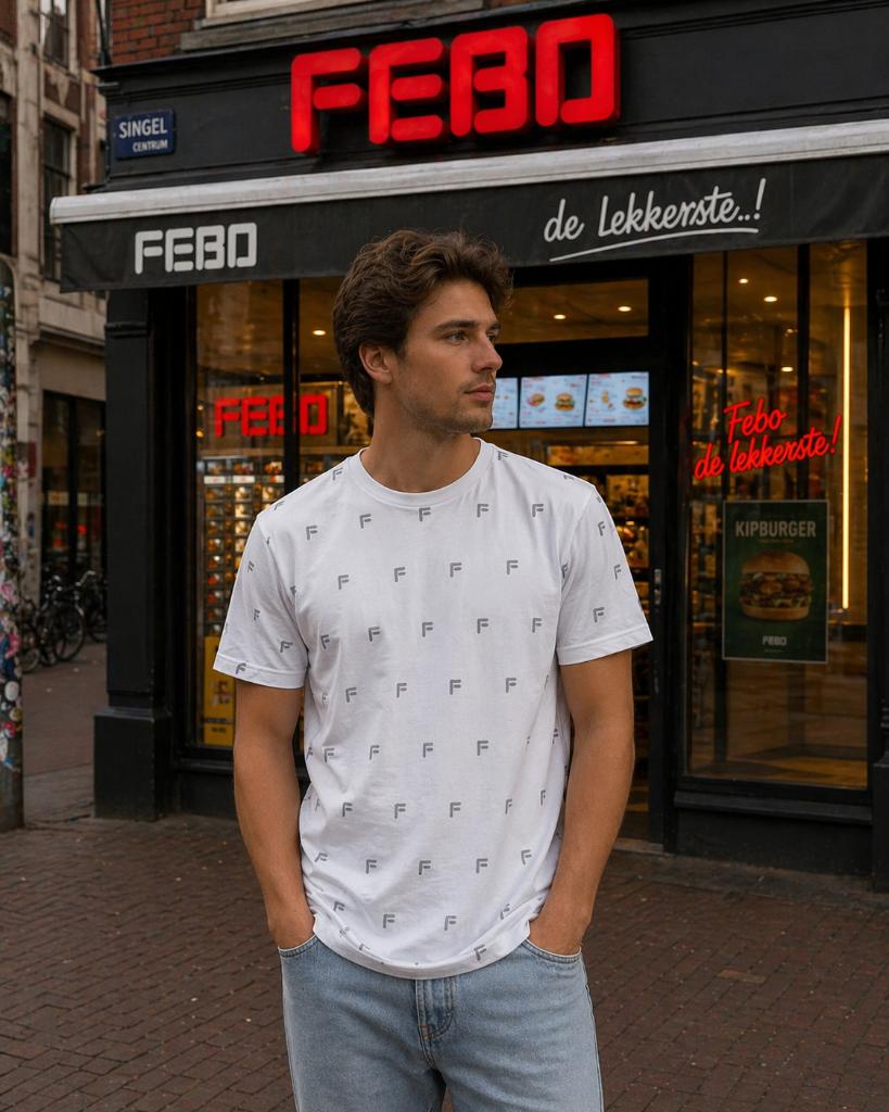 FEBO t-shirt | L, Ophalen of Verzenden, Zo goed als nieuw, Maat 52/54 (L), Wit