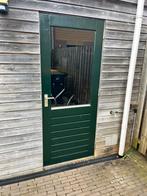 Groene buitendeur met glas - Gebruikt, Ophalen, Gebruikt, 80 tot 100 cm, Buitendeur