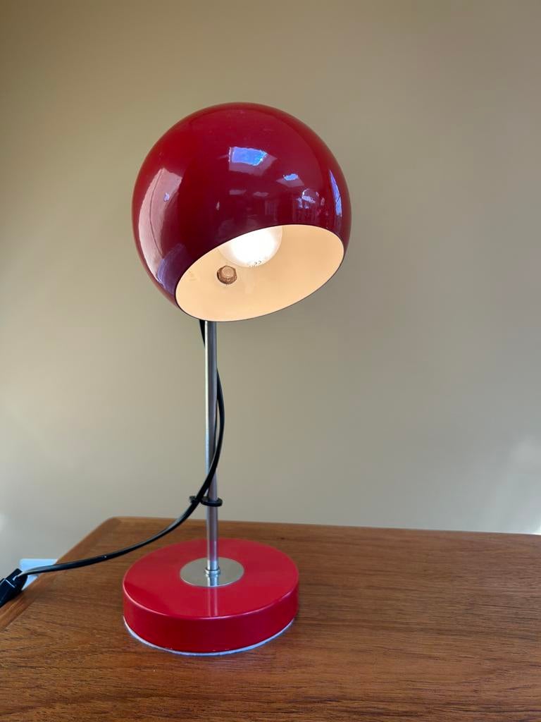 Space Age tafellamp rood 70s design eyeball lamp, Ophalen of Verzenden, Zo goed als nieuw, Minder dan 50 cm