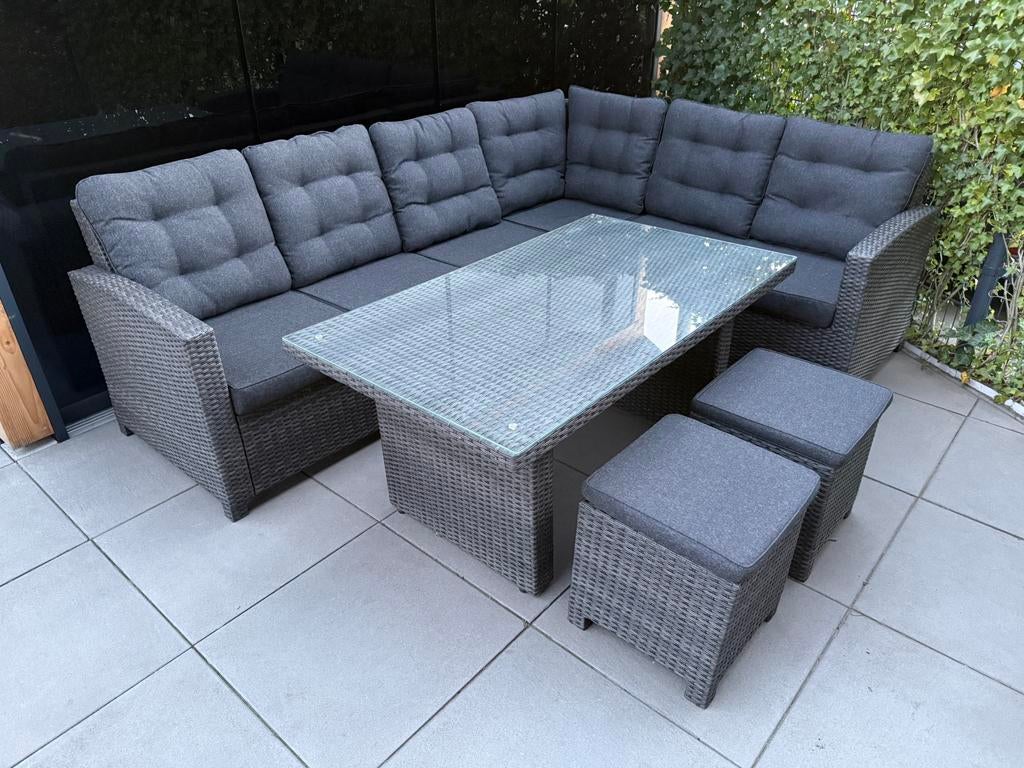 ZGAN 8-persoons wicker tuinset inclusief kussens, Tuin en Terras, Tuinsets en Loungesets, Bank, Ophalen of Verzenden, Wicker, Tuinset
