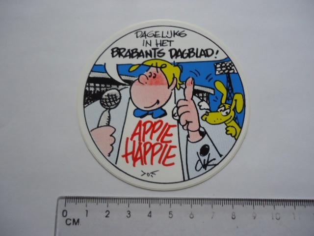 sticker oud Appie Happie voetbal strip krant brabant dagblad, Verzamelen, Verzenden, Zo goed als nieuw, Bedrijf of Vereniging